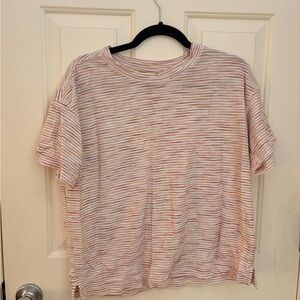 Old Navy White and Orange Striped Tee